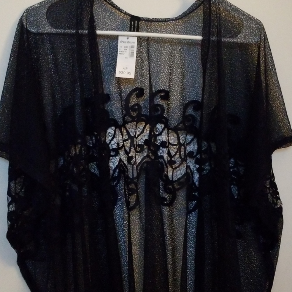 Navy lace shawl/overlay